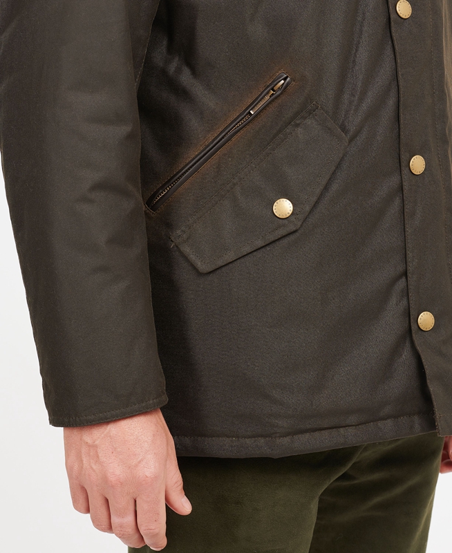 Barbour Prestbury Férfi Viaszos Kabát Olivazöld | 435907-FAC