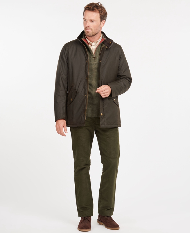 Barbour Prestbury Férfi Viaszos Kabát Olivazöld | 435907-FAC