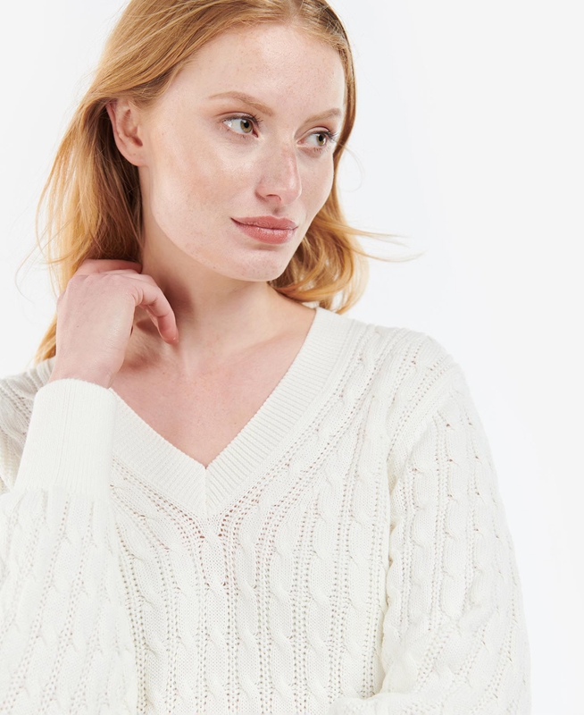 Barbour Primrose Knit Női Pulóverek Fehér | 753106-NQA