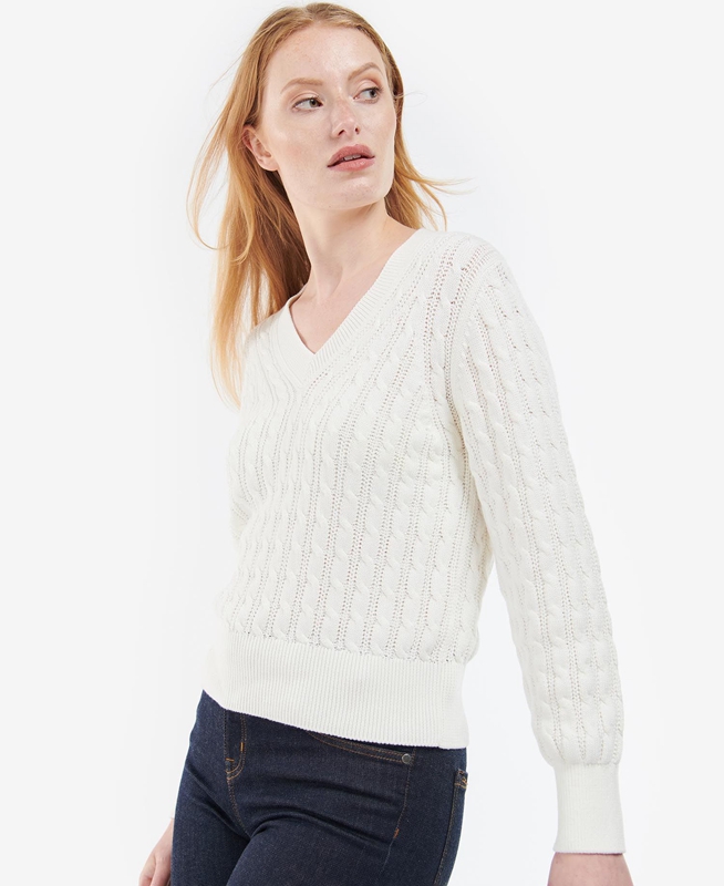 Barbour Primrose Knit Női Pulóverek Fehér | 753106-NQA