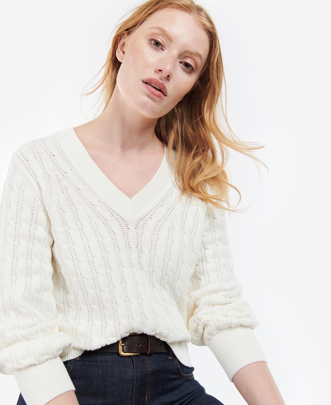 Barbour Primrose Knit Női Pulóverek Fehér | 753106-NQA