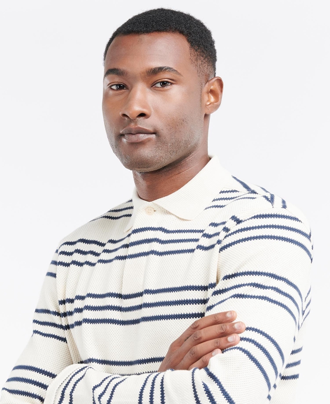 Barbour Rake Striped Férfi Pulóverek Bézs | 934687-GSH