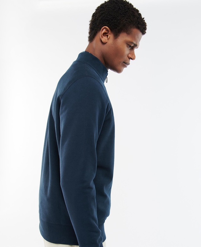 Barbour Rigg Half Zip Férfi Pulóverek Kék | 132654-EKV