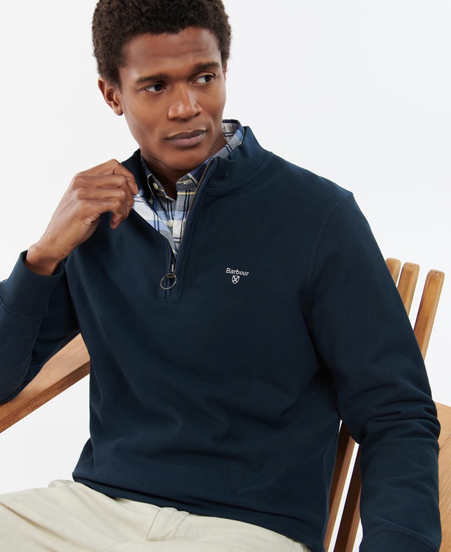 Barbour Rigg Half Zip Férfi Pulóverek Kék | 132654-EKV