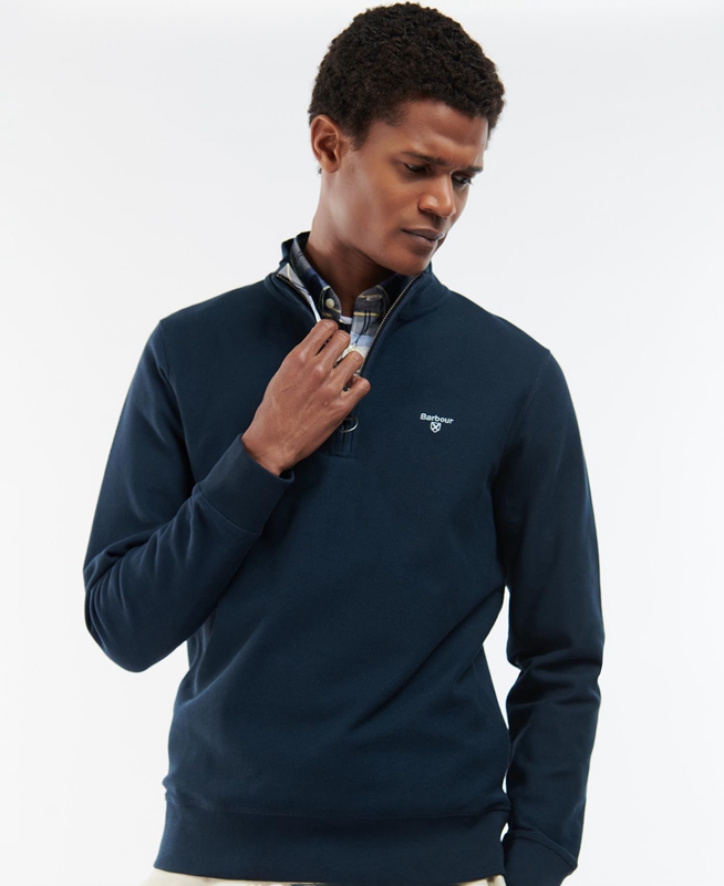 Barbour Rigg Half Zip Férfi Pulóverek Kék | 132654-EKV