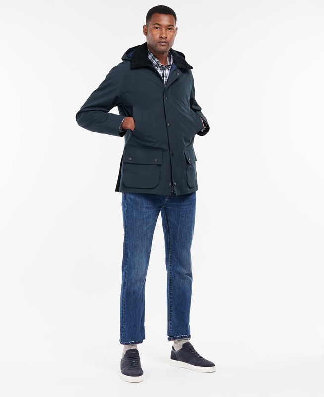 Barbour Rokig Férfi Vízálló Kabát Sötétkék | 631584-ORP