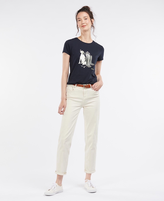 Barbour Rowen Női Póló Sötétkék | 819265-GYQ
