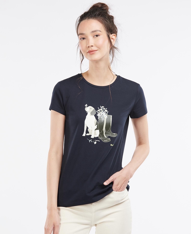 Barbour Rowen Női Póló Sötétkék | 819265-GYQ