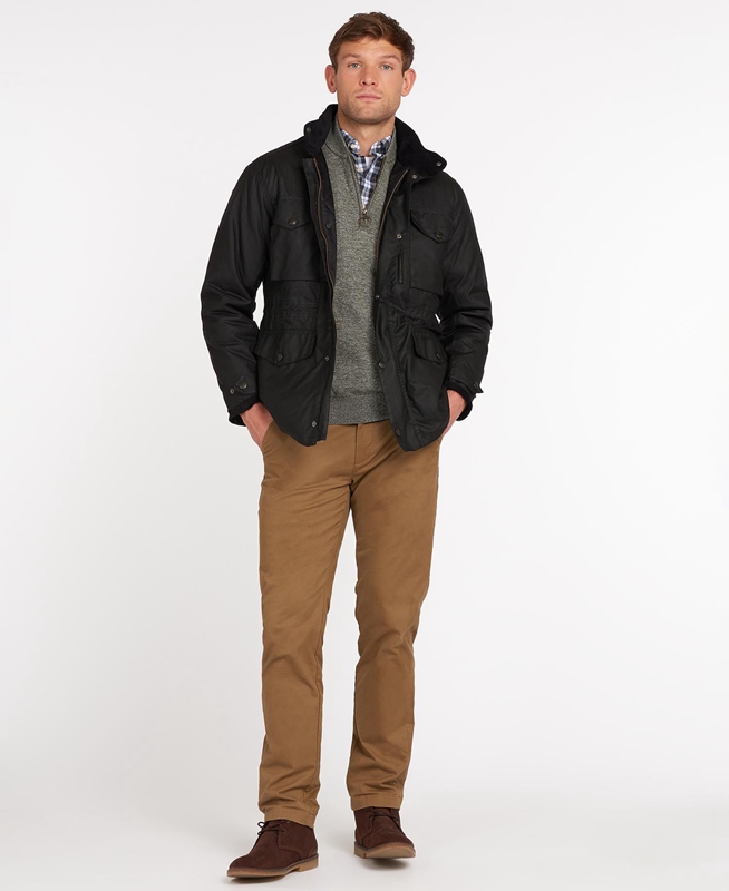 Barbour Sapper Férfi Viaszos Kabát Fekete | 584362-ZVE