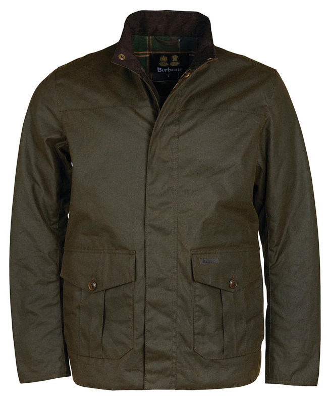 Barbour Sheldon Férfi Viaszos Kabát Olivazöld | 935416-XQG