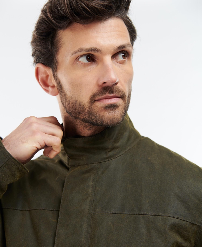 Barbour Sheldon Férfi Viaszos Kabát Olivazöld | 935416-XQG