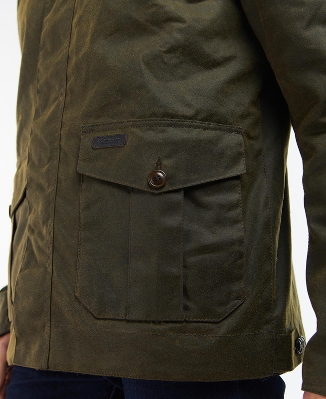 Barbour Sheldon Férfi Viaszos Kabát Olivazöld | 935416-XQG