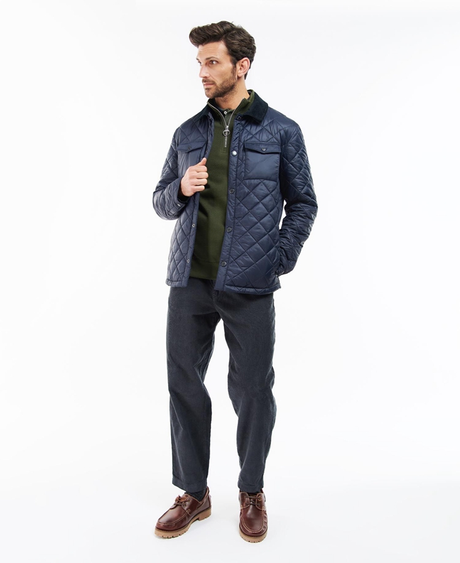 Barbour Shirt Férfi Vattázott Kabát Sötétkék | 107432-MKN