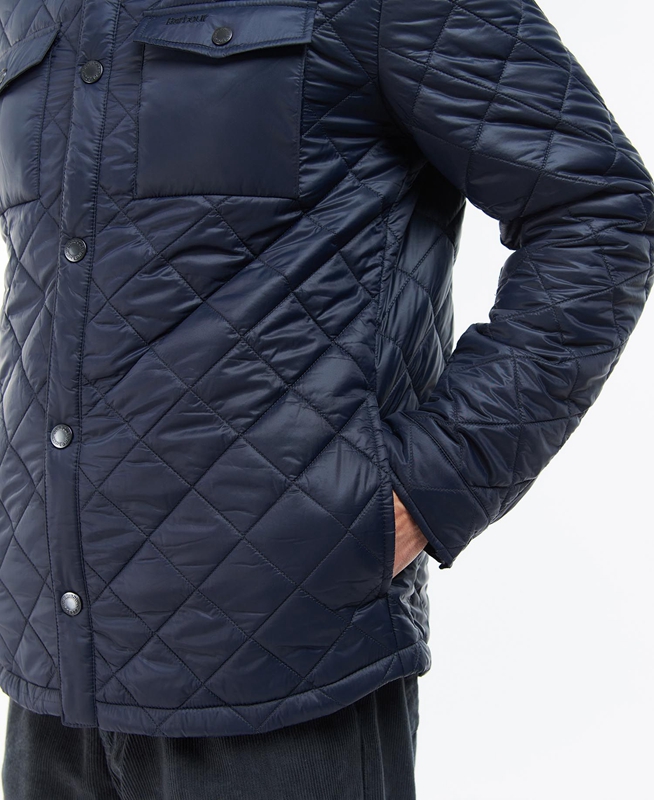 Barbour Shirt Férfi Vattázott Kabát Sötétkék | 107432-MKN