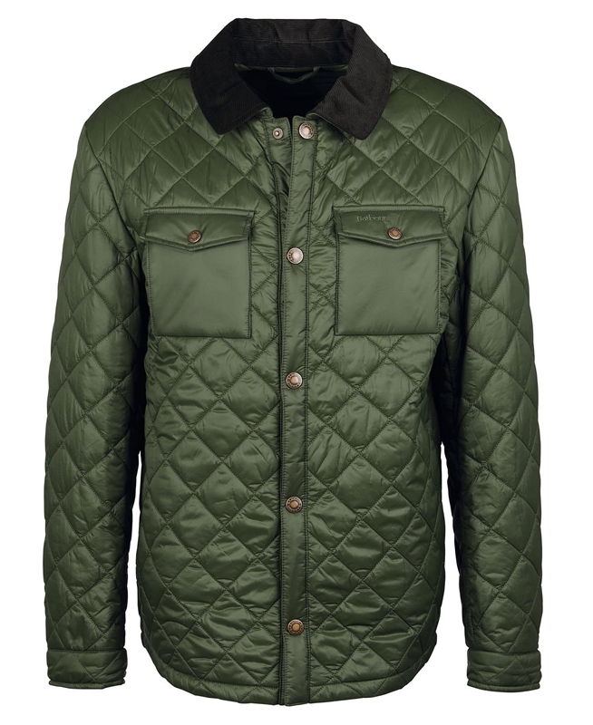 Barbour Shirt Férfi Vattázott Kabát Zöld | 681720-QWB