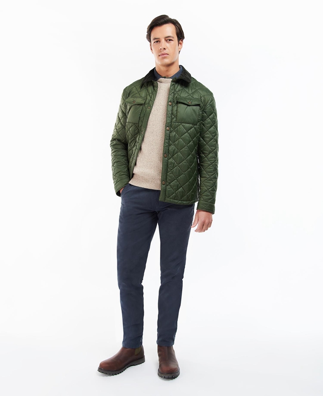 Barbour Shirt Férfi Vattázott Kabát Zöld | 681720-QWB