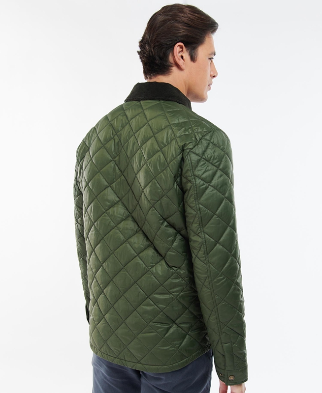 Barbour Shirt Férfi Vattázott Kabát Zöld | 681720-QWB