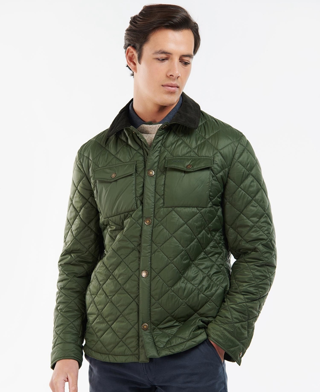 Barbour Shirt Férfi Vattázott Kabát Zöld | 681720-QWB