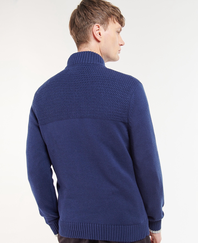 Barbour Shoal Half Zip Férfi Pulóverek Kék | 315682-VDA