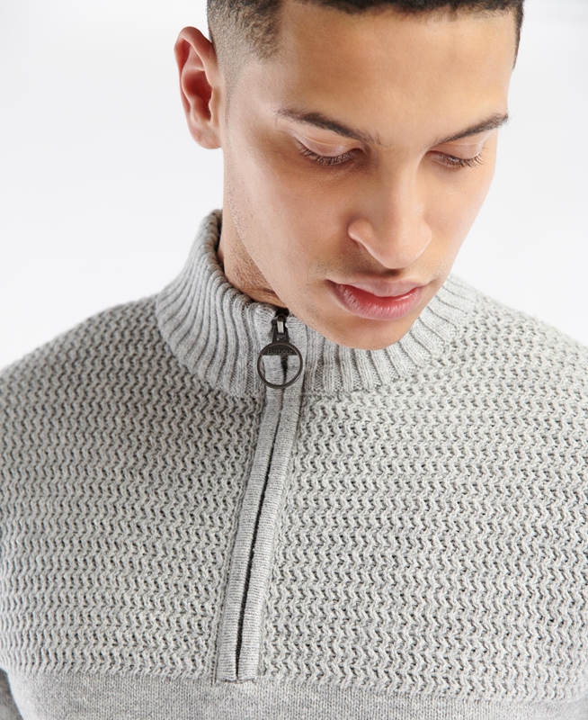 Barbour Shoal Half Zip Férfi Pulóverek Szürke | 587601-JDE