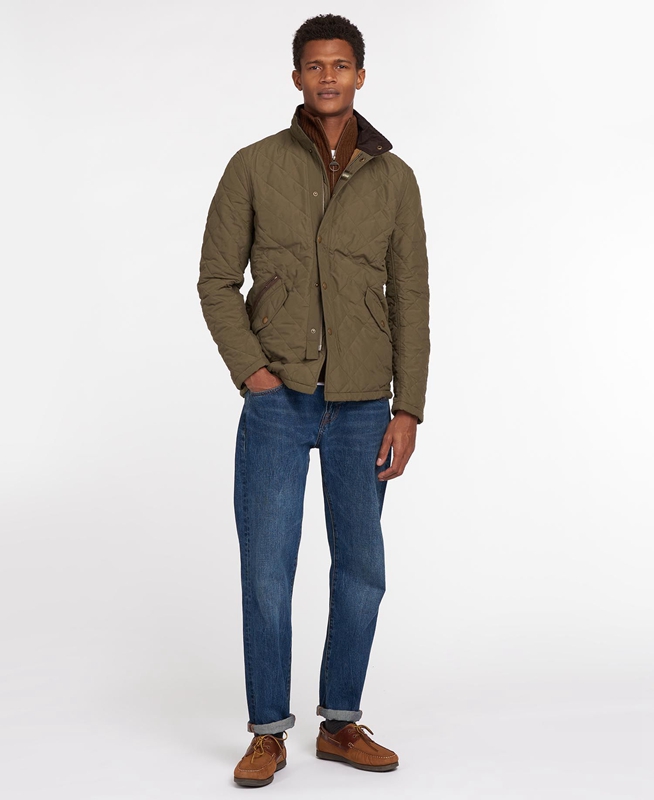 Barbour Shoveler Férfi Vattázott Kabát Olivazöld | 275301-FVT