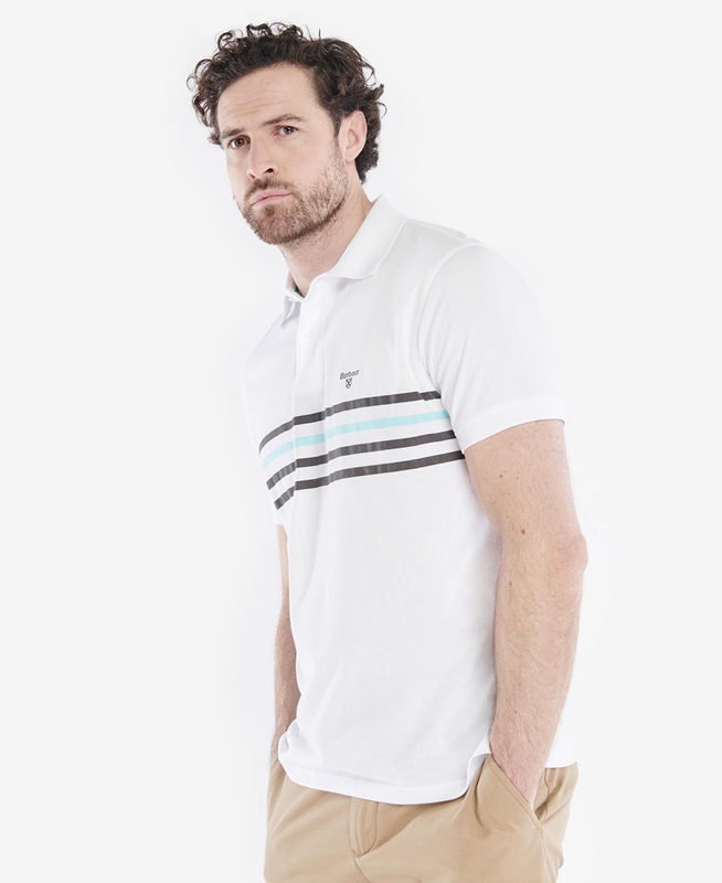 Barbour Silsden Férfi Polo shirts Fehér | 326879-NXZ