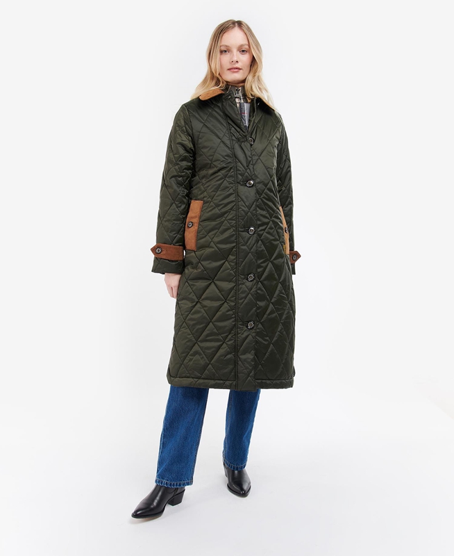 Barbour Silwick Női Vattázott Kabát Olivazöld | 914526-BUD