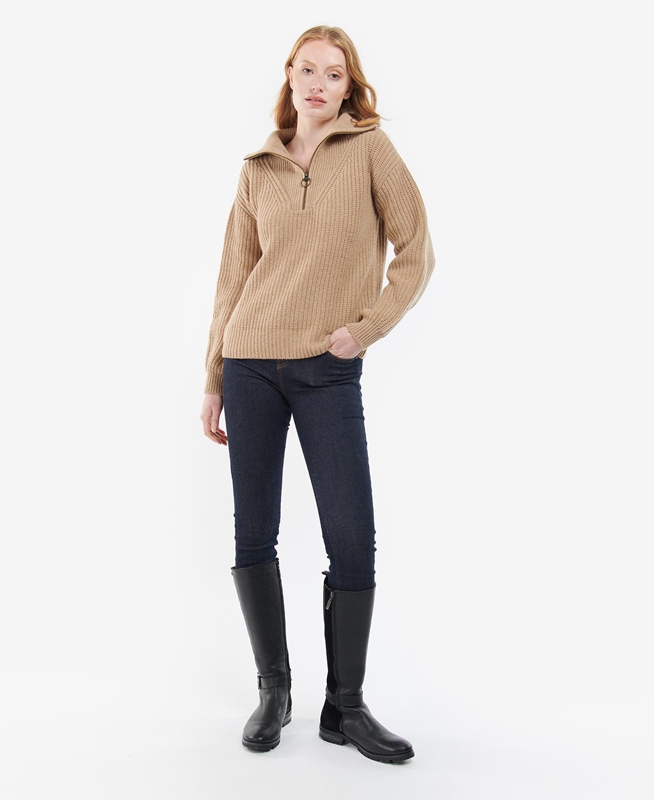 Barbour Stavia Knit Női Pulóverek Bézs | 127489-YJL