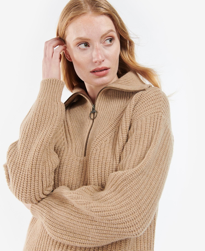 Barbour Stavia Knit Női Pulóverek Bézs | 127489-YJL