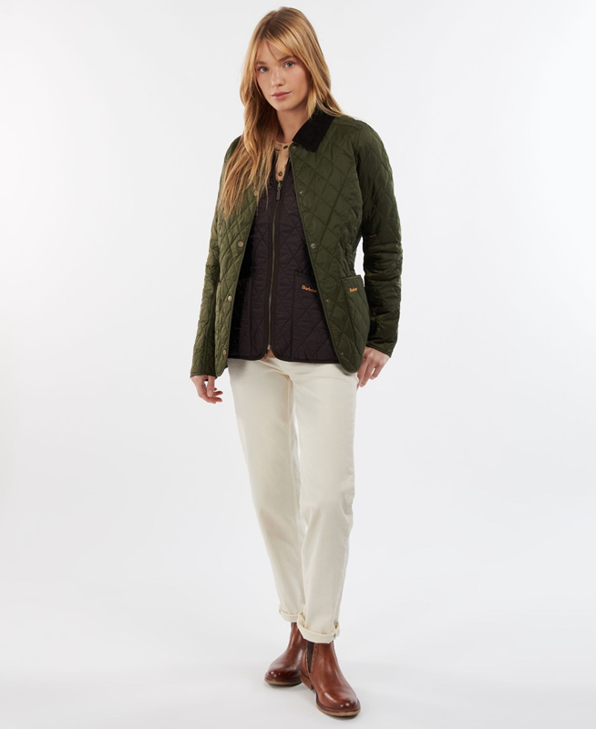 Barbour Steppjacke Annandale Női Vattázott Kabát Olivazöld | 976543-NJU