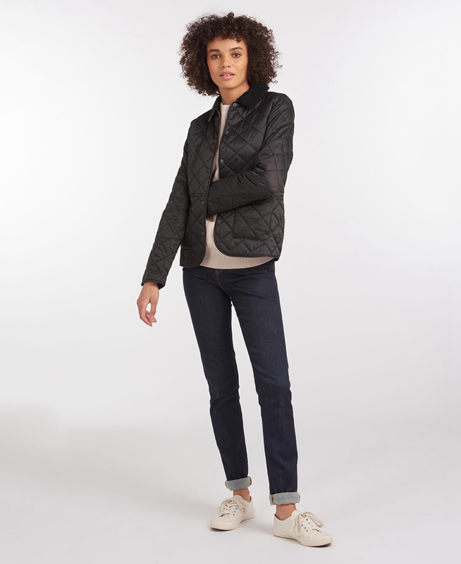 Barbour Steppjacke Deveron Női Vattázott Kabát Fekete | 367512-HAL