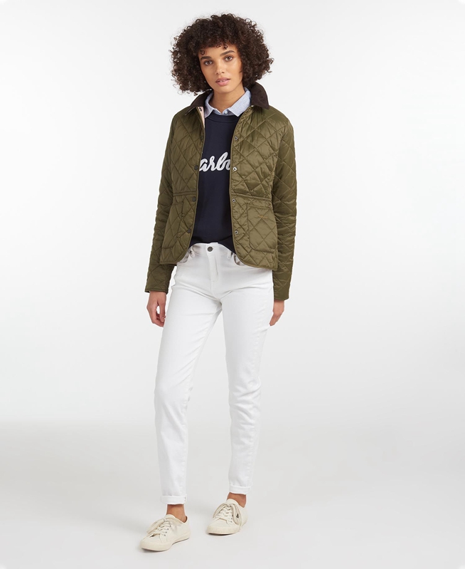 Barbour Steppjacke Deveron Női Vattázott Kabát Olivazöld | 431078-MOU