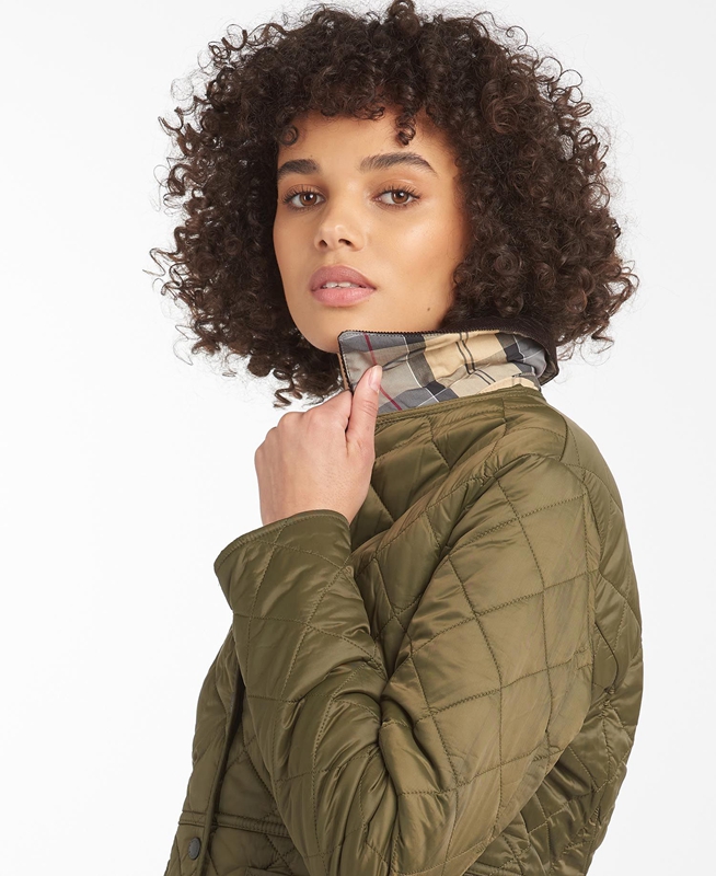 Barbour Steppjacke Deveron Női Vattázott Kabát Olivazöld | 431078-MOU