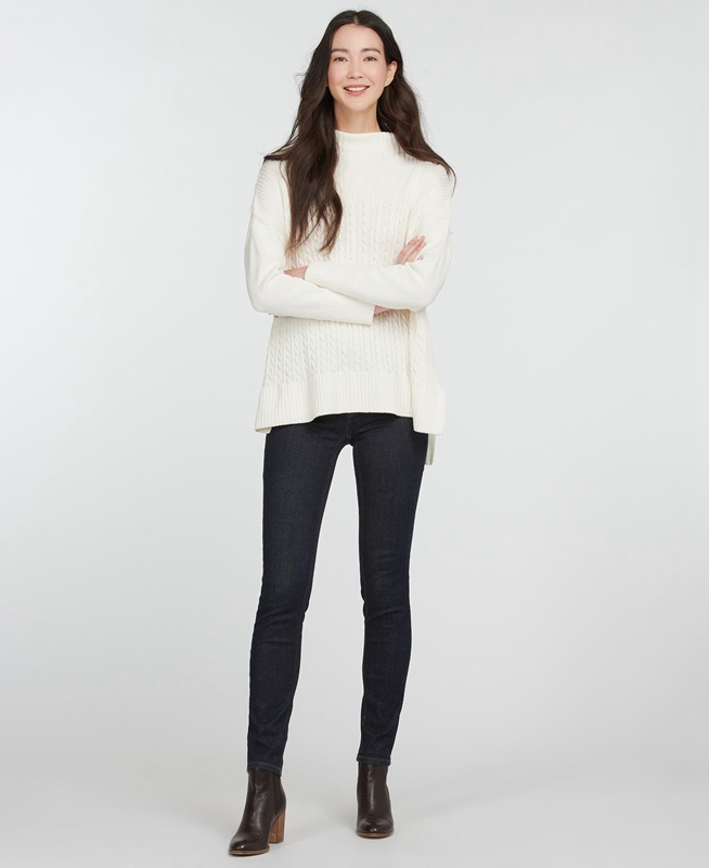 Barbour Stitch Guernsey Cape Női Pulóverek Krém | 725109-GPS