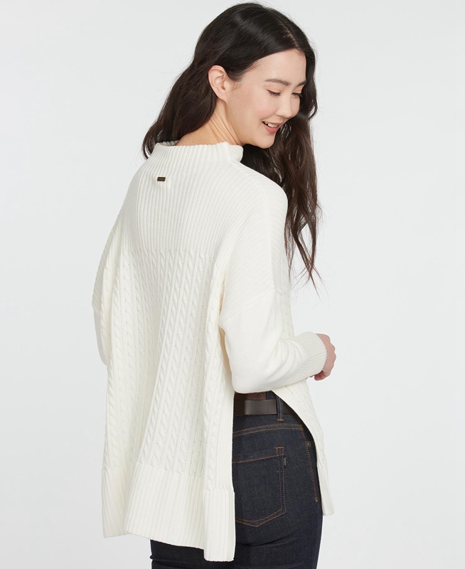 Barbour Stitch Guernsey Cape Női Pulóverek Krém | 725109-GPS