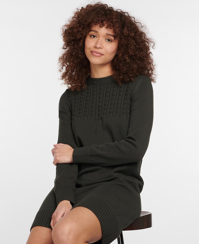 Barbour Stitch Guernsey Női Ruha Olivazöld | 967830-VGK
