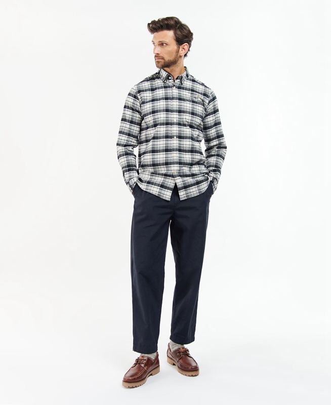 Barbour Stonewell Tailored Fit Férfi Ingek Szürke | 315869-NGV