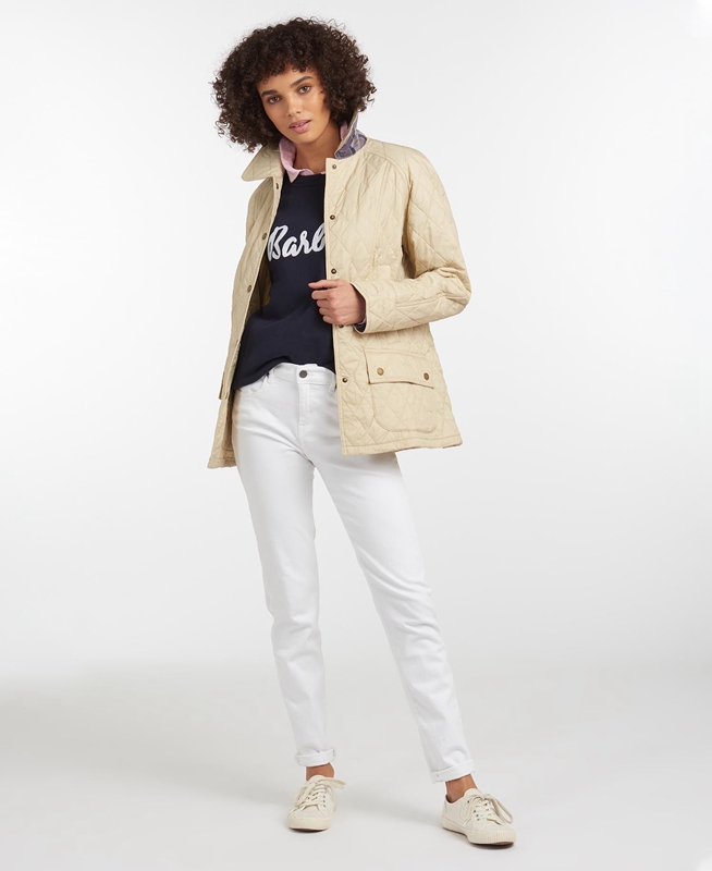 Barbour Summer Beadnell Női Vattázott Kabát Krém | 507921-SXI
