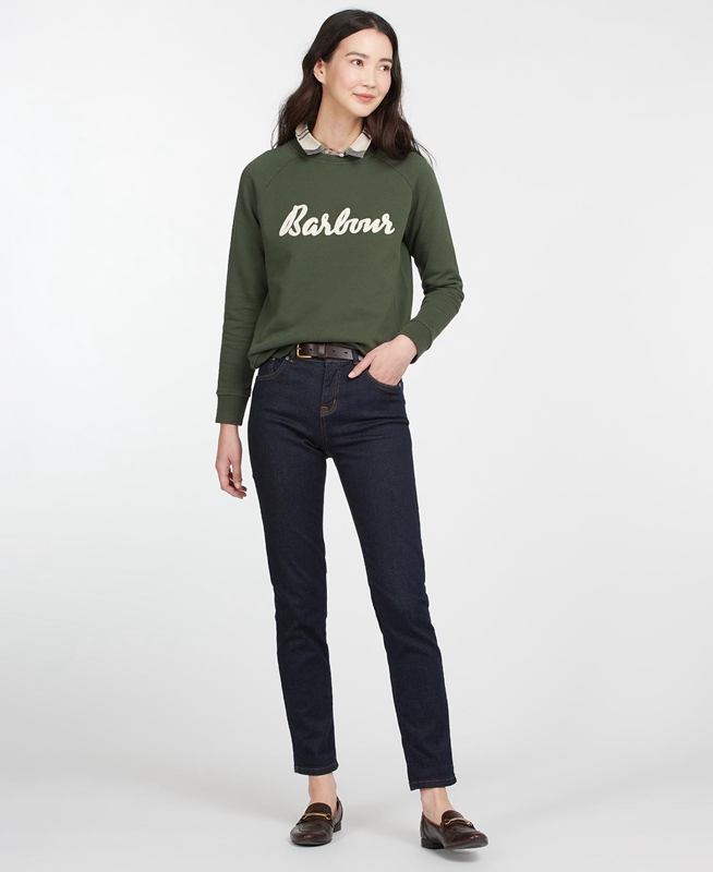 Barbour Sweatshirt Otterburn Női Pulóverek Olivazöld | 693104-CRN