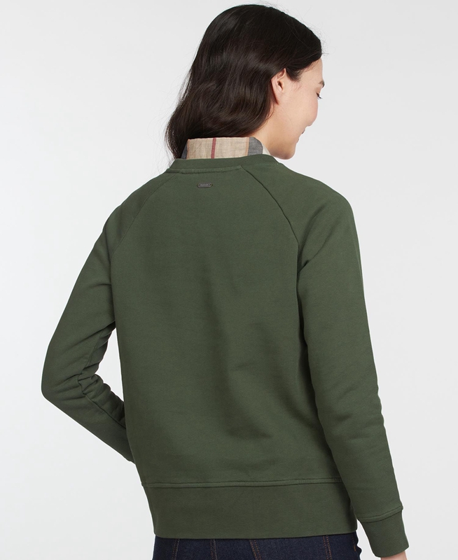 Barbour Sweatshirt Otterburn Női Pulóverek Olivazöld | 693104-CRN