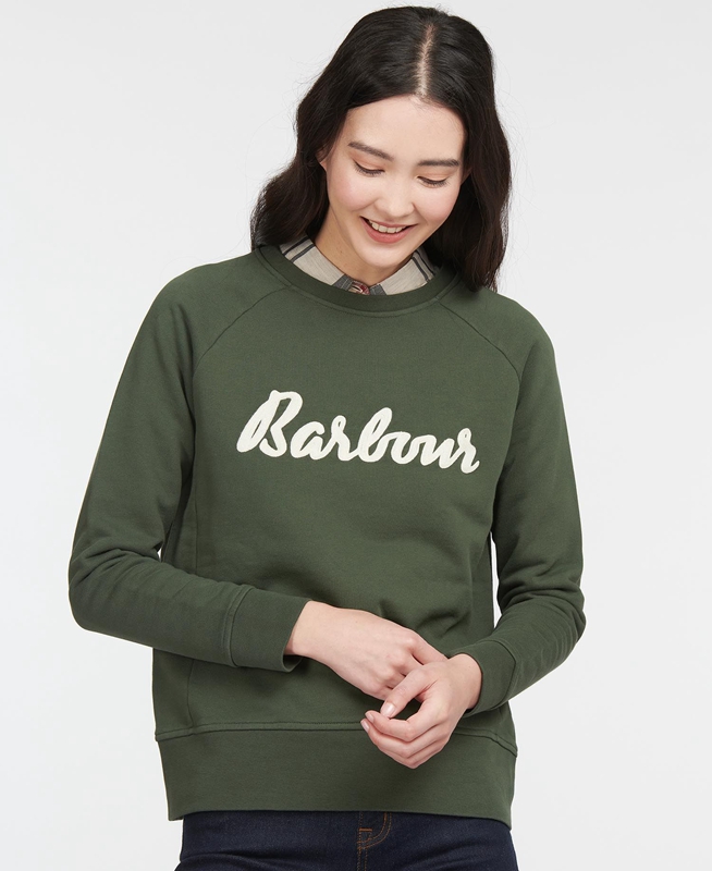 Barbour Sweatshirt Otterburn Női Pulóverek Olivazöld | 693104-CRN