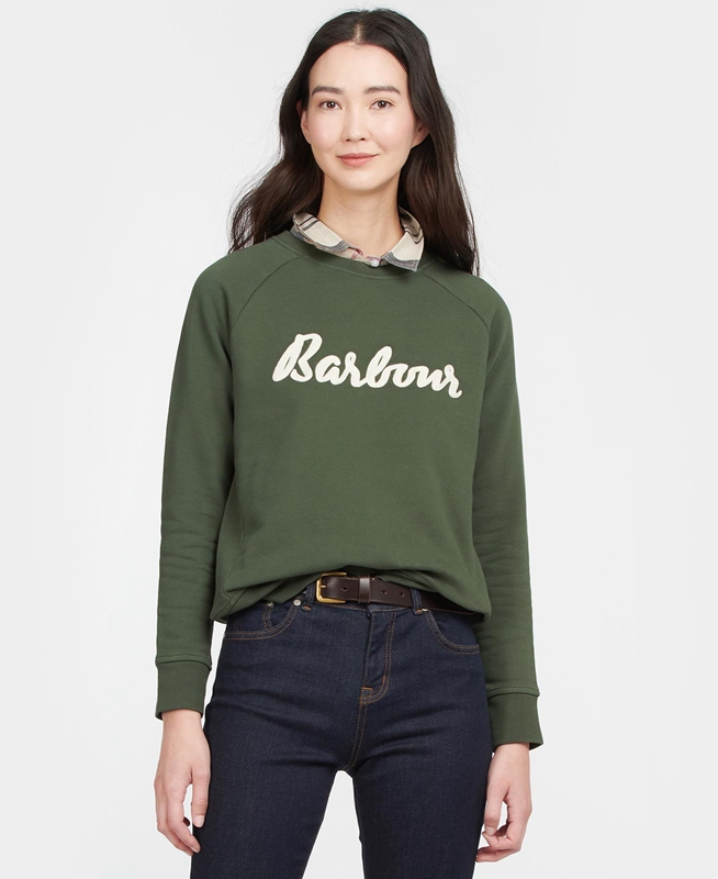 Barbour Sweatshirt Otterburn Női Pulóverek Olivazöld | 693104-CRN