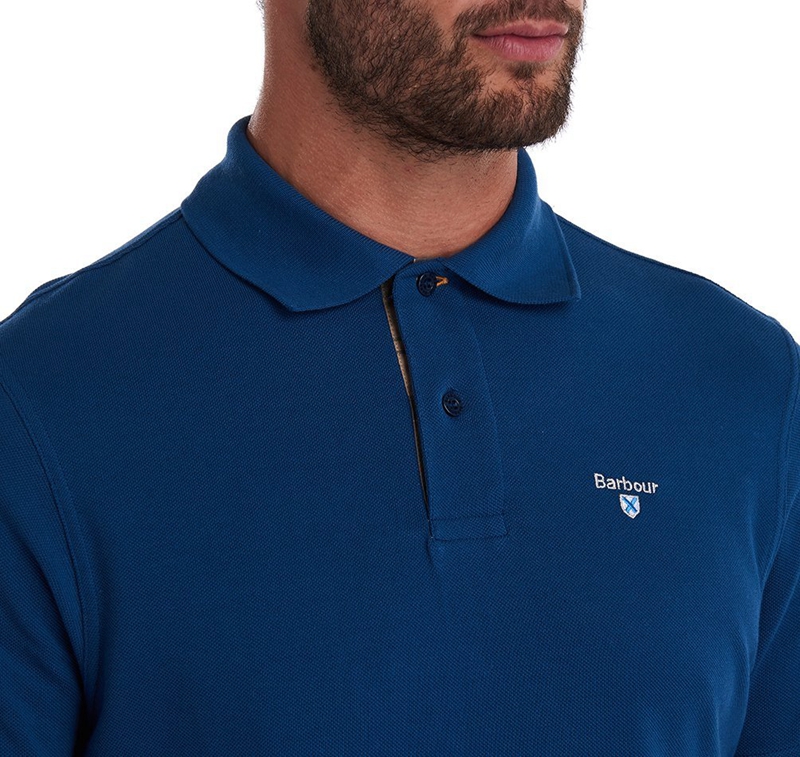 Barbour Tartanshirt Pique Férfi Polo shirts Kék | 954703-QAL