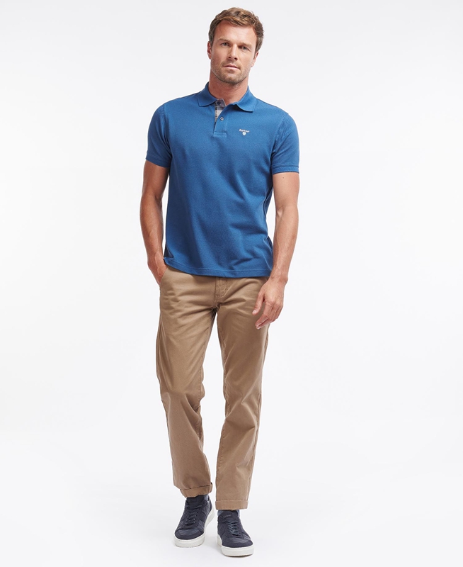 Barbour Tartanshirt Pique Férfi Polo shirts Kék | 954703-QAL