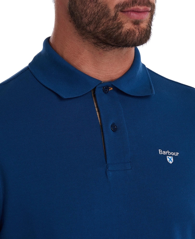Barbour Tartanshirt Pique Férfi Polo shirts Kék | 954703-QAL