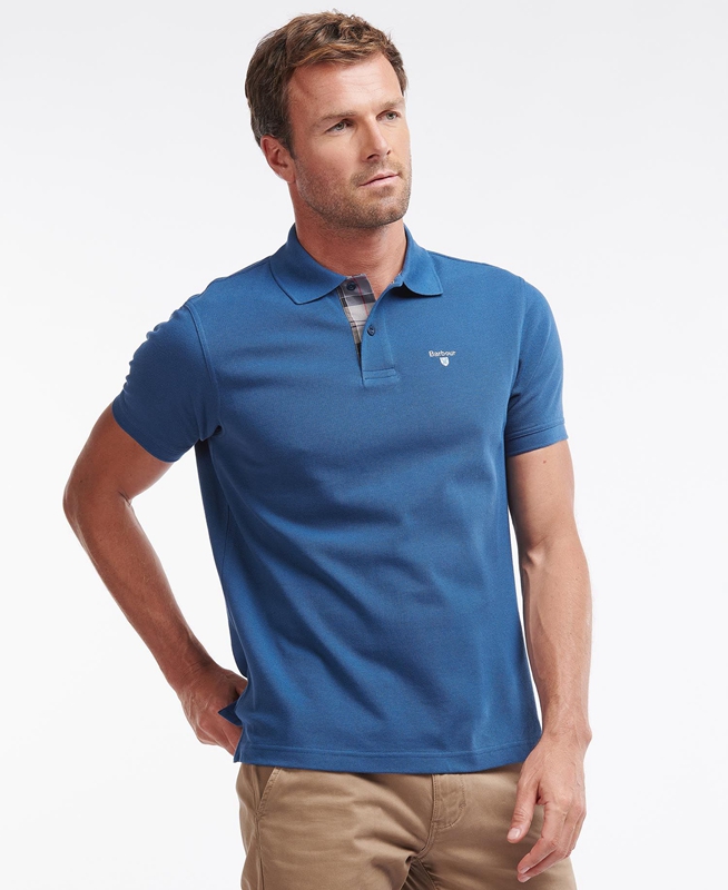 Barbour Tartanshirt Pique Férfi Polo shirts Kék | 954703-QAL