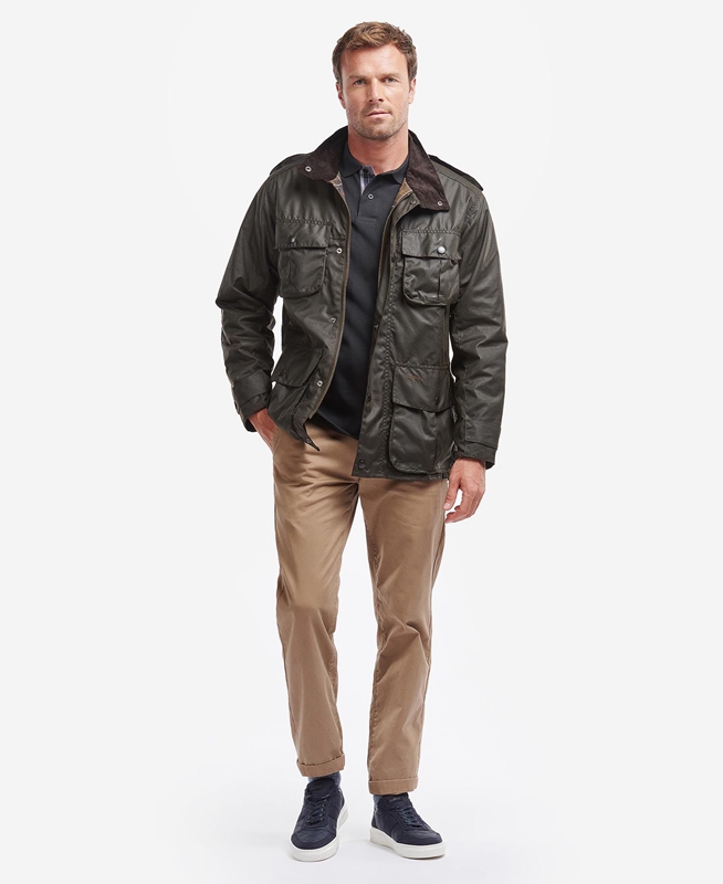 Barbour Trooper Férfi Viaszos Kabát Olivazöld | 465790-ARN