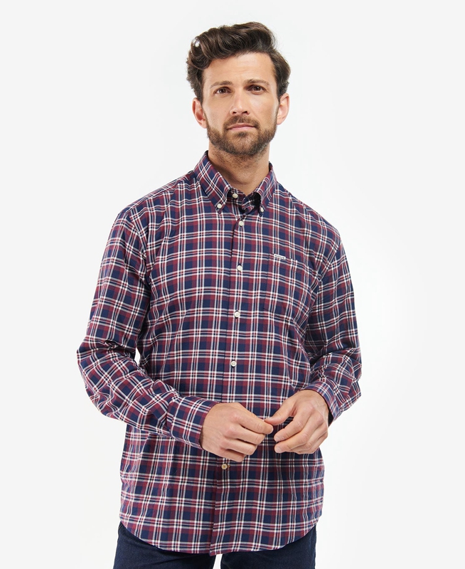 Barbour Turville Regular Fit Férfi Ingek Kék | 179638-ZFQ