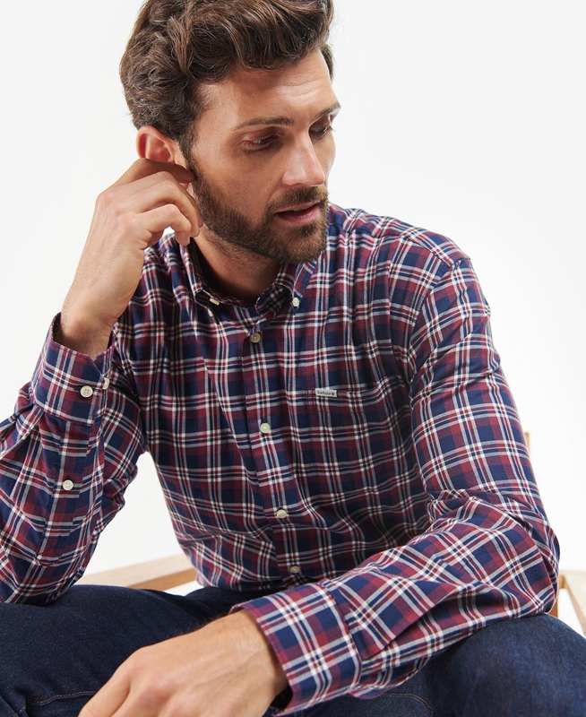 Barbour Turville Regular Fit Férfi Ingek Kék | 179638-ZFQ