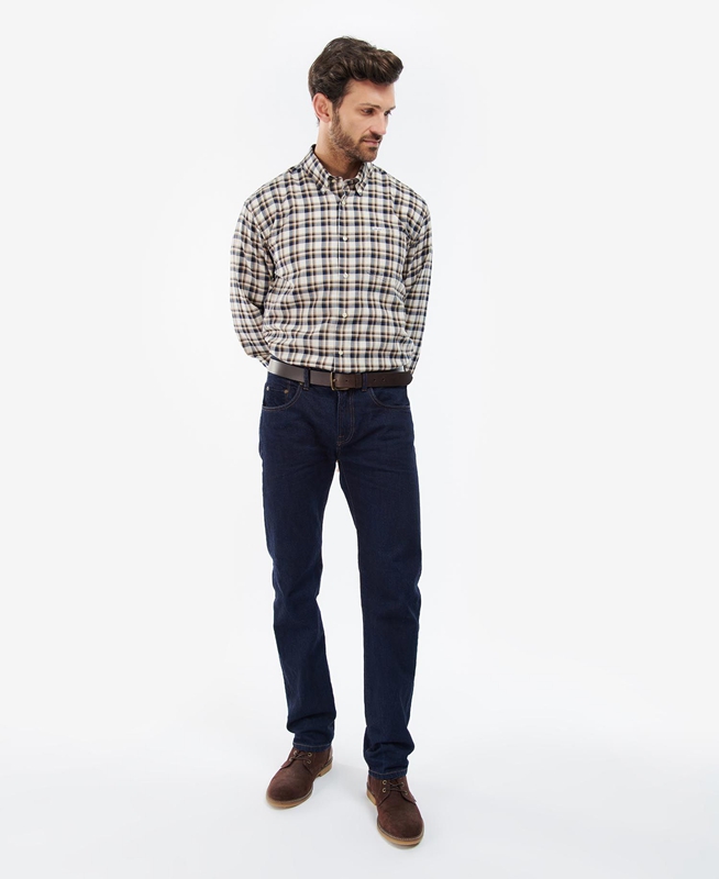 Barbour Turville Regular Fit Férfi Ingek Bézs | 352168-IVS